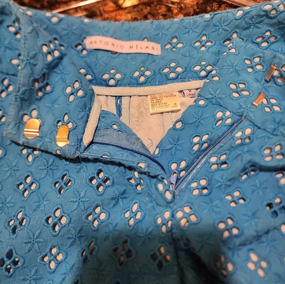 Antonio Melani Leyla Shorts Womens Deep Cerulean Blue Eyelet Lined Size 2 - Picture 6 of 7